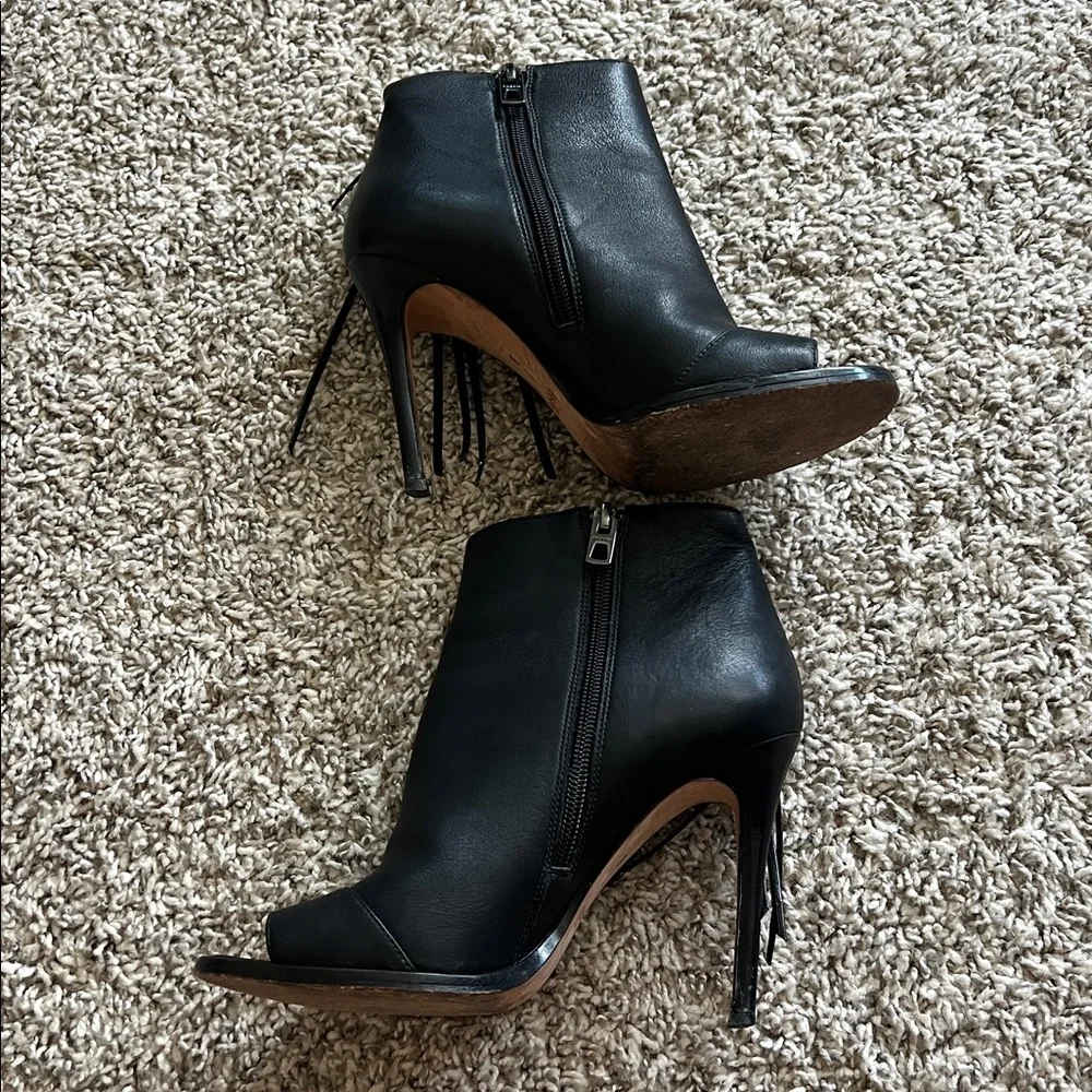 Coach Lolita Black Peep-Toe Ankle Boots 6.5 Leather Ankle Booties - Picture 4 of 12